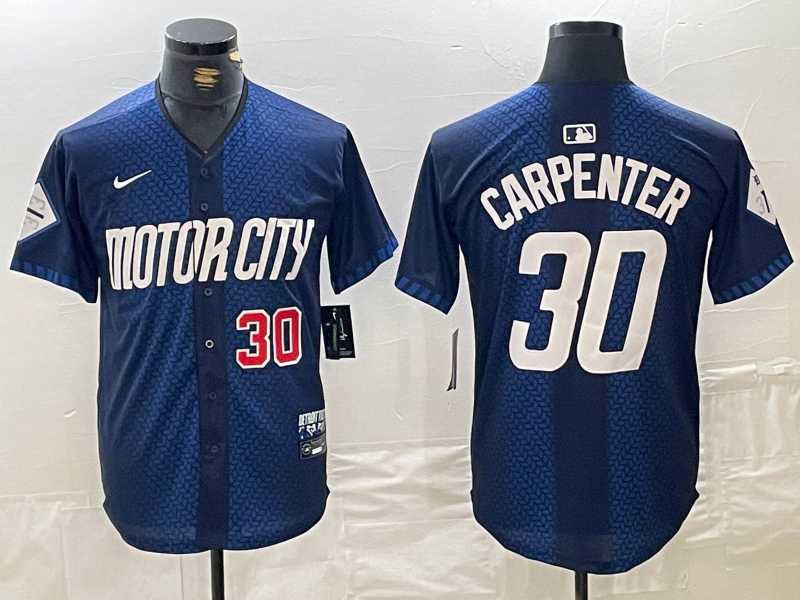 Men%27s Detroit Tigers #30 Kerry Carpenter Number 2024 Navy City Connect Cool Base Limited Stitched Jersey